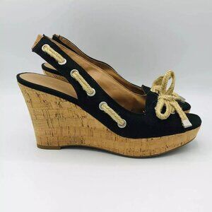Franco Sarto Shoes Womens Size 7 M CliFF Wedge Cork Platform Sling back Sandals